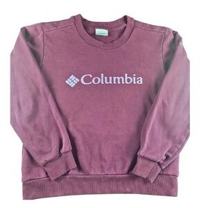 Columbia Sweatshirt Womens Small Purple Logo Crewneck Pullover Fleece Soft Cozy